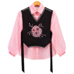 Pink Organza Shirt with Bib