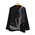 BLACK LINEAR EMBROIDERED SHIRT